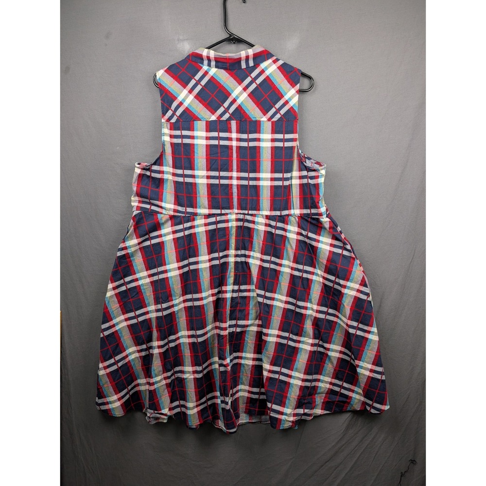 Torrid Blue Red Plaid Sleeveless Button Front Shirt Dress Plus‎ Size 3